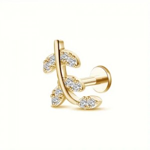 Piercing Labret Modelo 34 Rosca Interna Aço PVD Gold